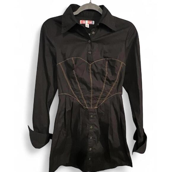 Urban Outfitters Coastal Cowgirl Shirt Dress with Corset Detail,  Small - Picture 3 of 7